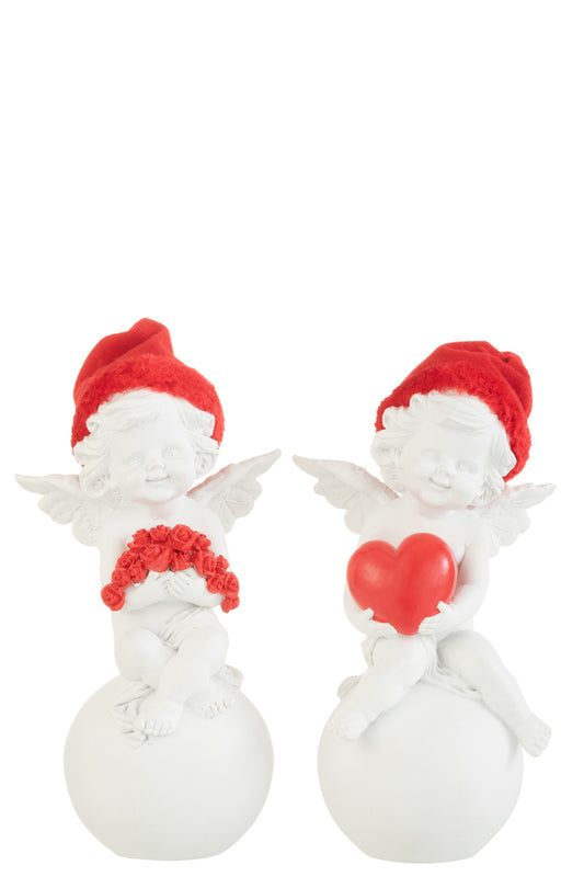 Engel op bal hoed Poly rood/wit groot assortiment van 2