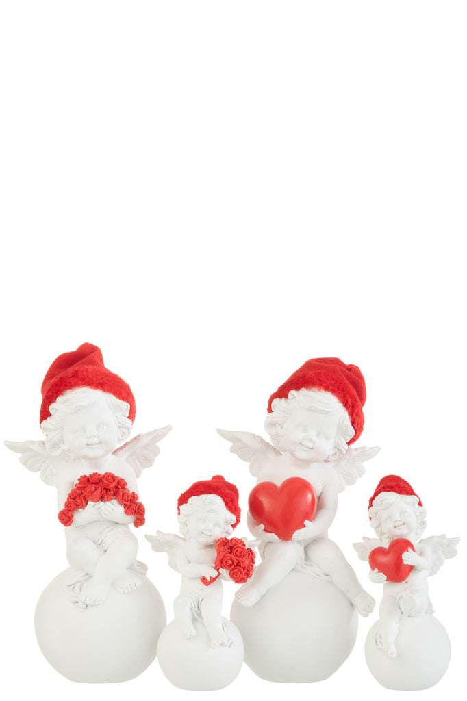 Engel op bal hoed Poly rood/wit groot assortiment van 2