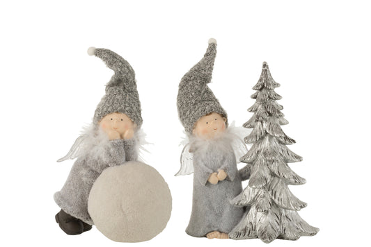 Angel Ball+Tree Porz Grey Groot assortiment van 2
