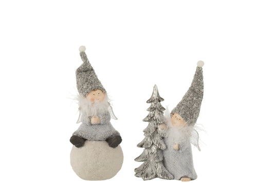 Angel Ball+Tree Porz Grijs Klein Assortiment Van 2