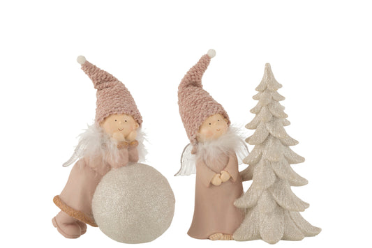 Angel Ball+Tree Porz Roze Groot Assortiment Van 2