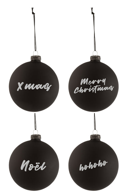 Doos met 4 kerstballen Schoolbord Glas Zwart Medium