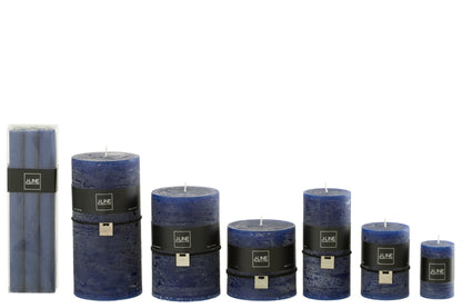 Doos met 6 tafelkaarsen donkerblauw 13H