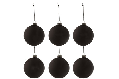 Doos met 6 kerstballen Schoolbord Glas Zwart Klein