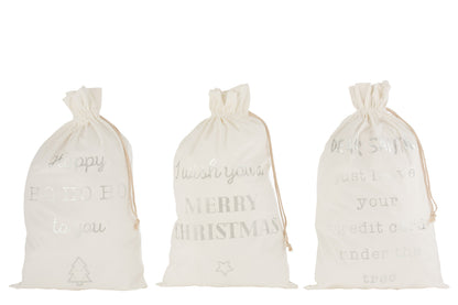 Tas Kerst Engels Fluweel Wit Groot Assortiment Van 3