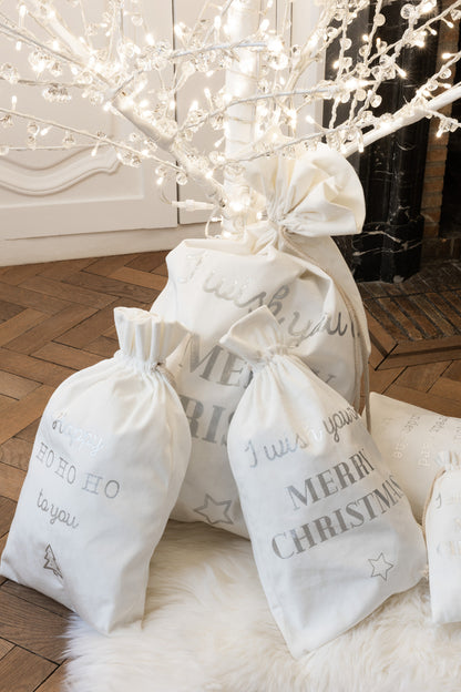 Tas Kerst Engels Fluweel Wit Groot Assortiment Van 3