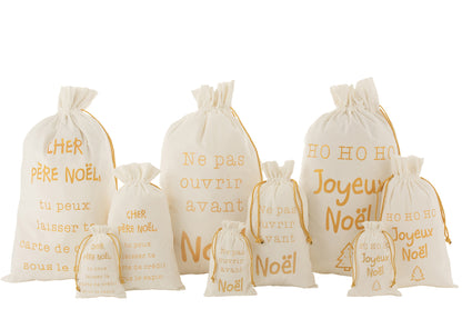 Tas Kerst Frans Fluweel Wit/Goud Groot Assortiment Van 3