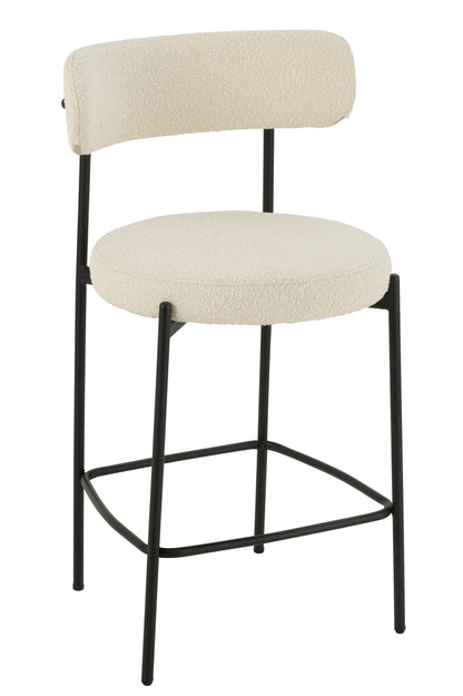 Barstoel Boucle Multiplex/Polyester Wit/Zwart