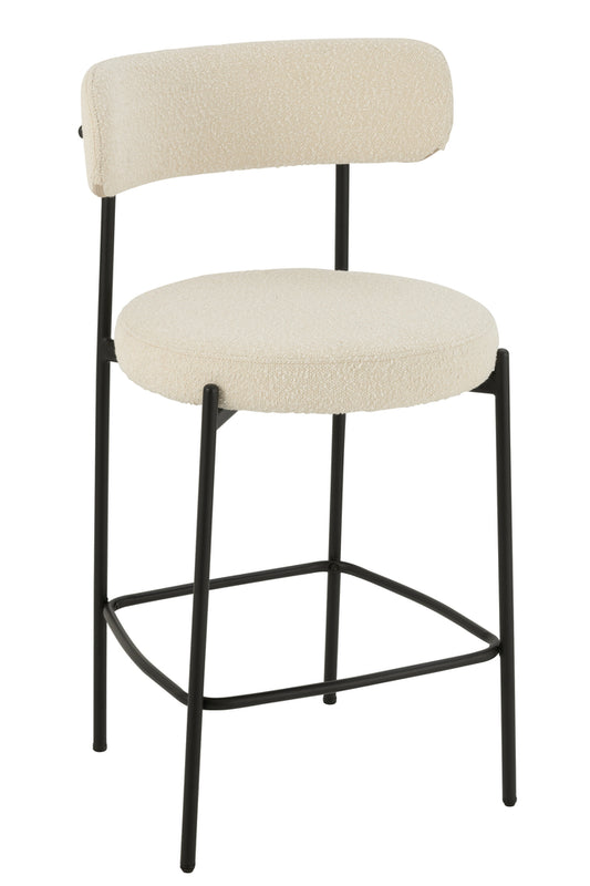 Barstoel Boucle Multiplex/Polyester Wit/Zwart