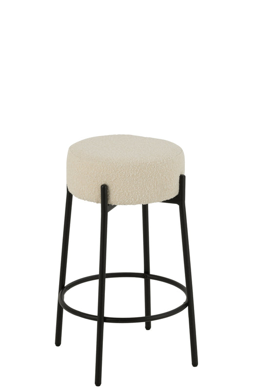 Barkruk Boucle Multiplex/Polyester Wit/Zwart