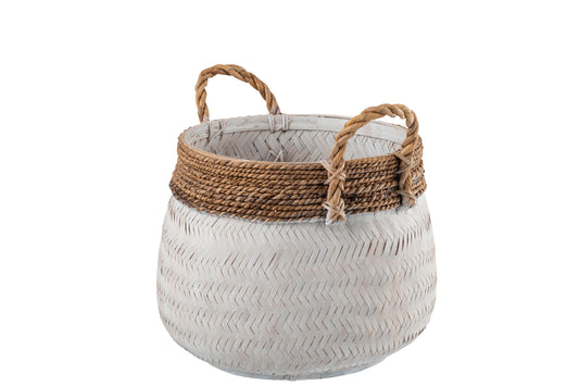 Mand+Handvat Bal Bamboe+Touw Wit Klein