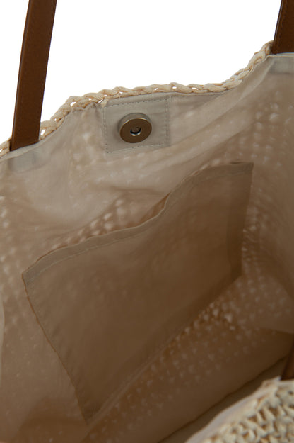 Bolsa de playa conchas/pruimen van papel naturel/blanco