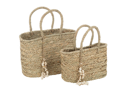 Strandtas Schelpen Jute Natuurlijk Groot