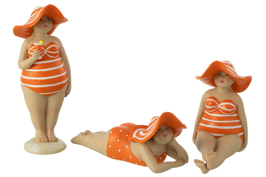 Beach Lady Hoed Polyresin Oranje Assortiment Van 3