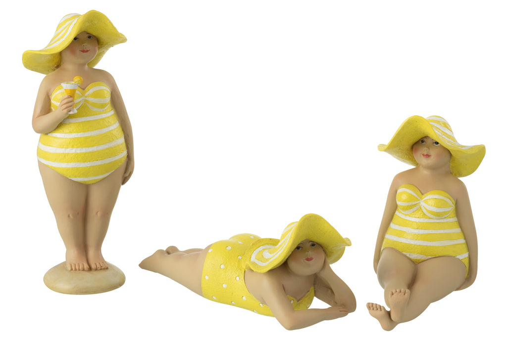 Beach Lady Hoed Polyresin Geel Assortiment Van 3