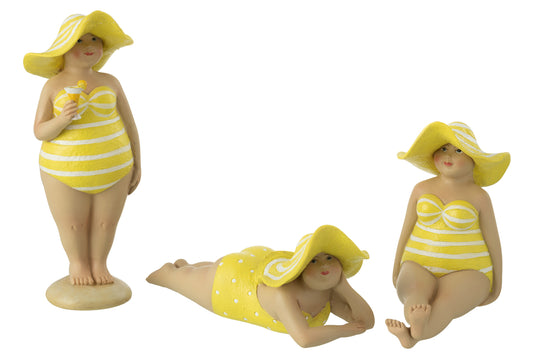 Beach Lady Hoed Polyresin Geel Assortiment Van 3