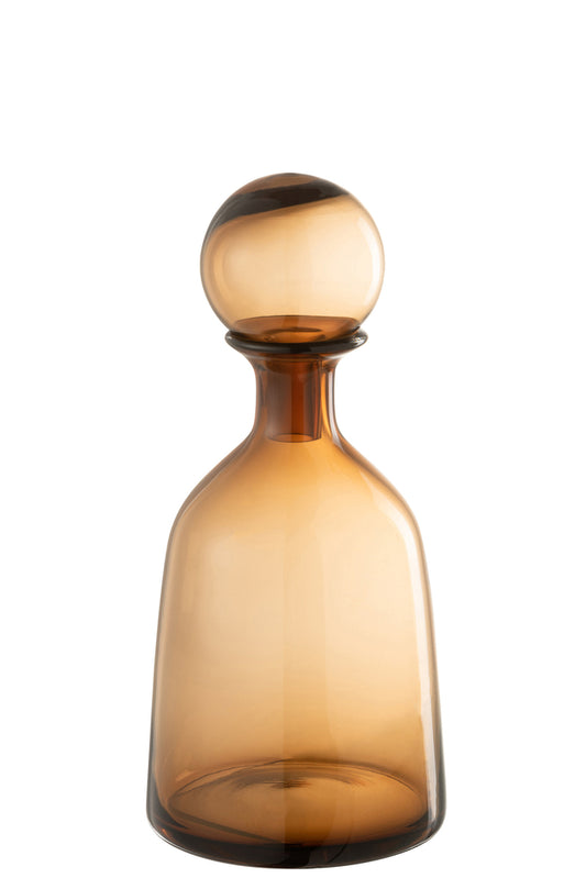 Fles+Stop Regulier Decoratief Laag Glas Bruin Klein