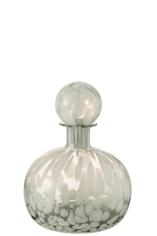 Fles+Kurk Dot Decoratief Glas Grijs/Wit Klein