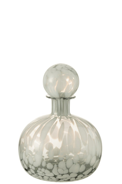 Fles+Kurk Dot Decoratief Glas Grijs/Wit Klein