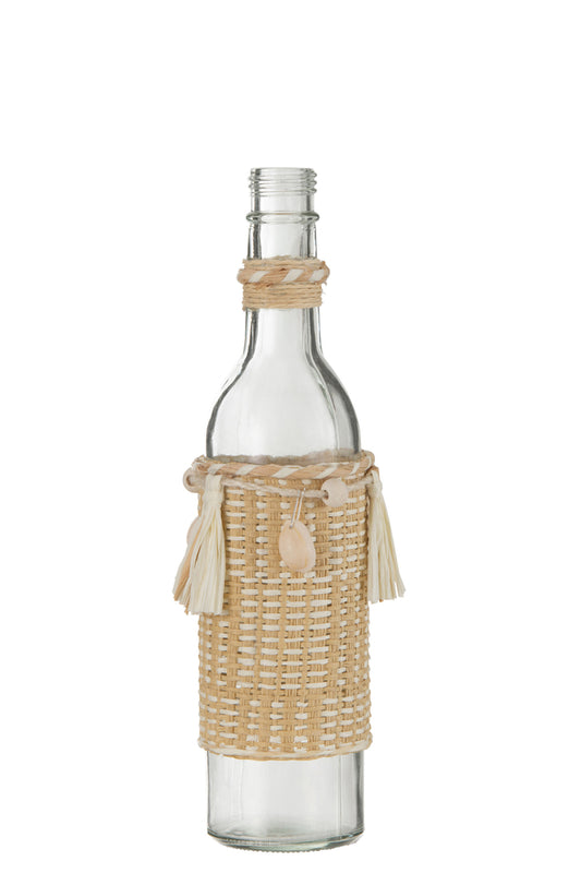 Flesdecoratie met schelpen glas natuurlijk