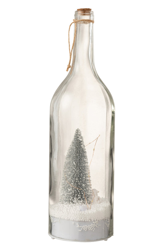 Fles Deco Kerst Sneeuw Led Glitter Zilver