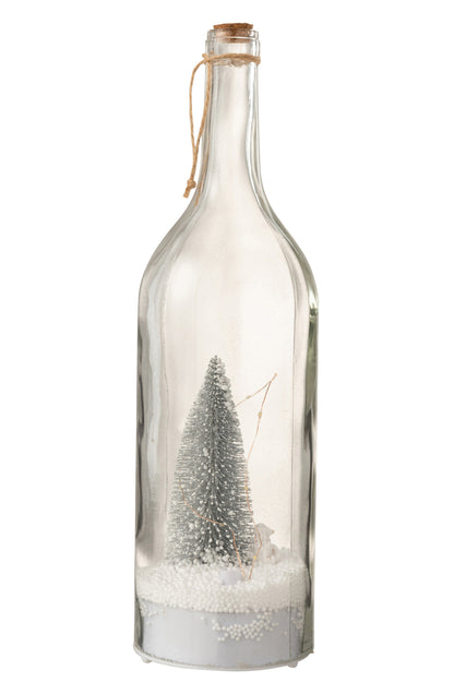 Fles Deco Kerst Sneeuw Led Glitter Zilver