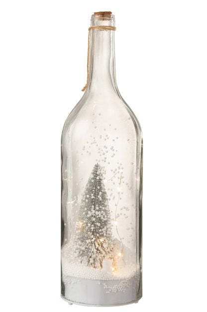 Fles Deco Kerst Sneeuw Led Glitter Zilver