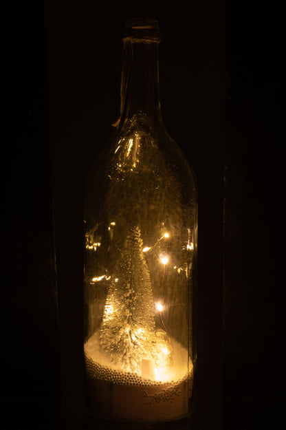 Fles Deco Kerst Sneeuw Led Glitter Zilver