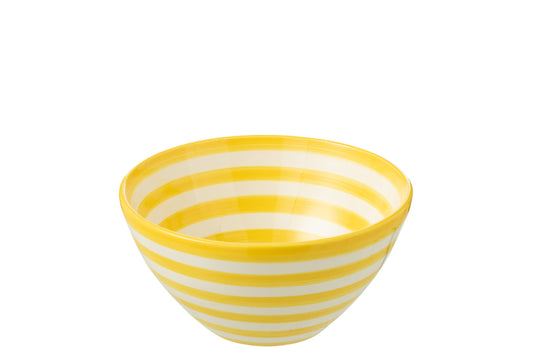 Kom Granada Stripes Hoog Keramiek Wit/Geel Medium