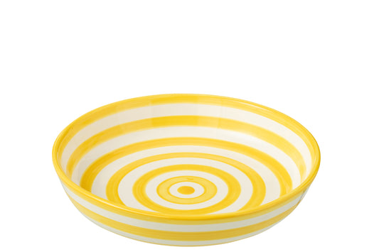 Kom Granada Stripes Laag Keramiek Wit/Geel Groot