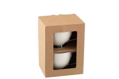 Doos met 2 Jumbo-mokken Windownbox Keramiek Zwart/Wit