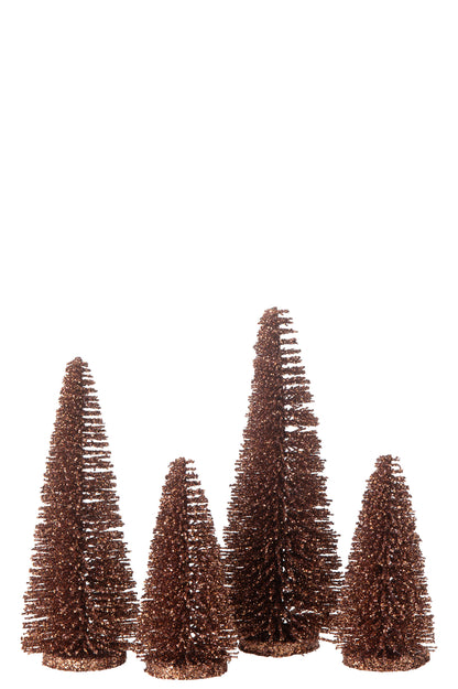 Doos met 4 kerstboomdecoratieglitters van plastic bruin