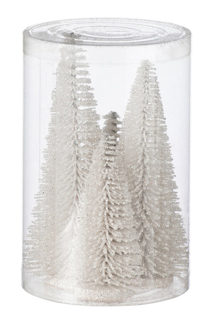 Doos met 4 kerstboomdecoratieglitters van kunststof, wit