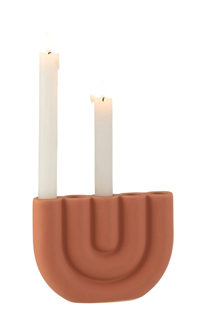 Kaarsenhouder Arc 5Kaarsen Keramiek Oranje