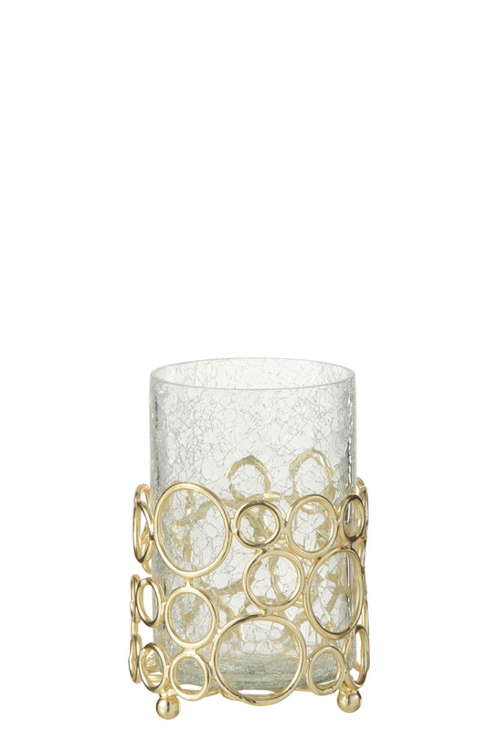 Kaarsenhouder Kiev Glas/IJzer Transparant/Goud Medium