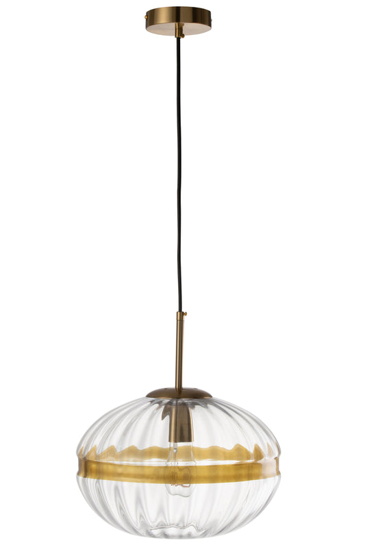 Plafondlamp Ovaal IJzer/Glas Transparant/Goud