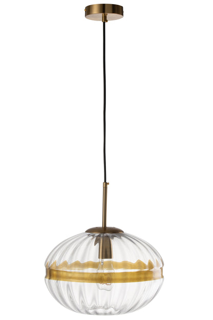 Plafondlamp Ovaal IJzer/Glas Transparant/Goud