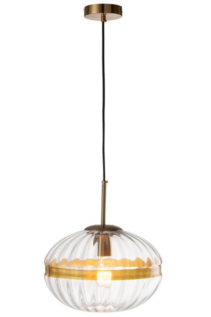 Plafondlamp Ovaal IJzer/Glas Transparant/Goud