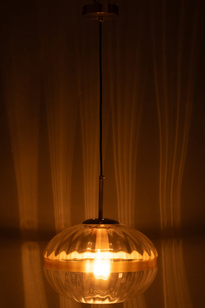 Plafondlamp Ovaal IJzer/Glas Transparant/Goud