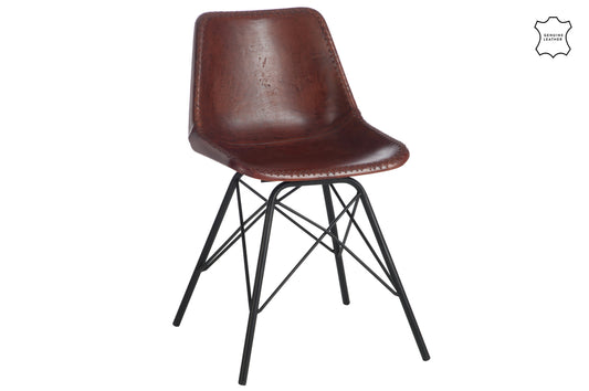 Stoel Loft Leer/Metaal Donkerbruin/Zwart