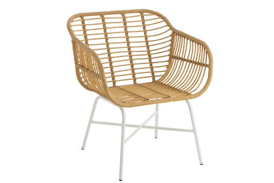 Stoel Rachelle Outdoors Met/Rotan Naturel/Wit