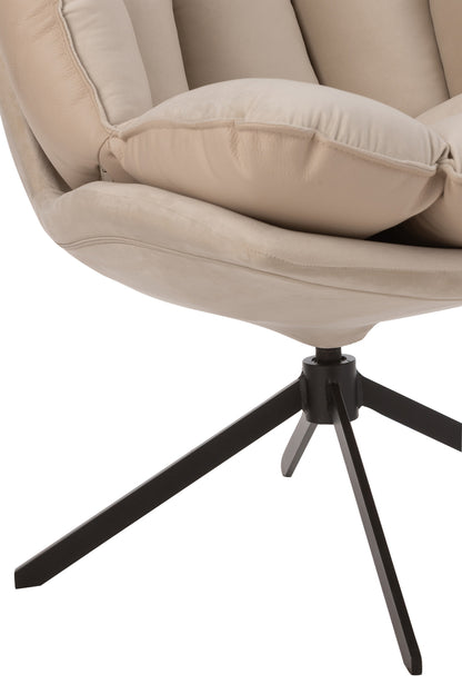 Stoel Relax Kussen Op Frame Textiel/Metaal Beige