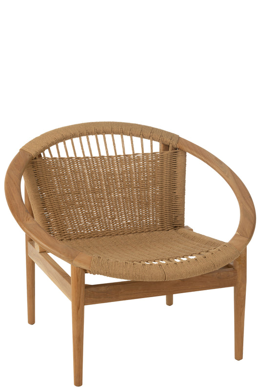 Stoel Rond Teakhout Naturel