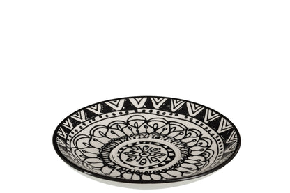Koffiemok + Schotel Monochroom Boho Keramiek Zwart/Wit