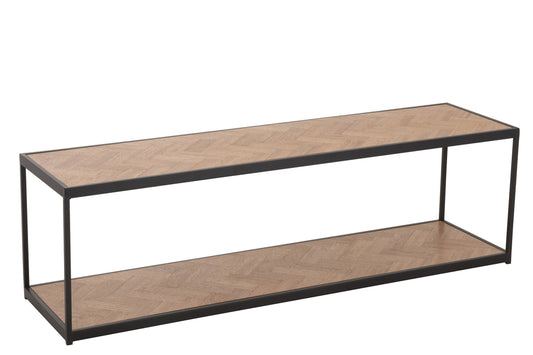 Salontafel Zigzag Rechthoek Hout/Metaal Naturel/Zwart