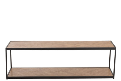 Salontafel Zigzag Rechthoek Hout/Metaal Naturel/Zwart