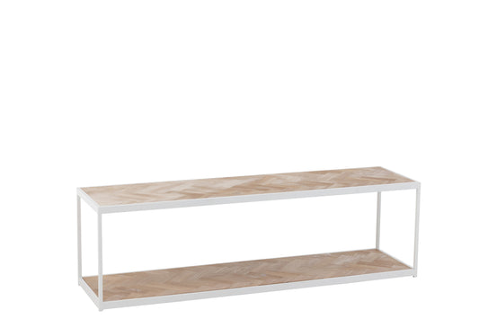 Salontafel Zigzag Hout/Metaal Naturel/Wit