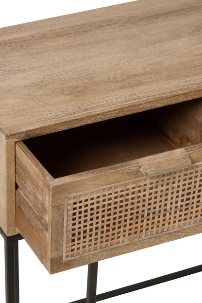 Console 3 Laden Geweven Riet Mango Hout Natuurlijk