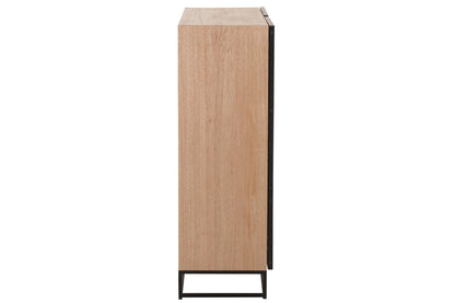 Kast Laag 2 Deuren Zigzag Hout/Metaal Naturel/Zwart