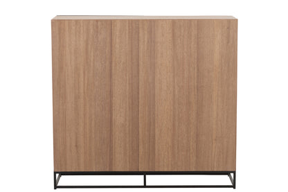 Kast Laag 2 Deuren Zigzag Hout/Metaal Naturel/Zwart